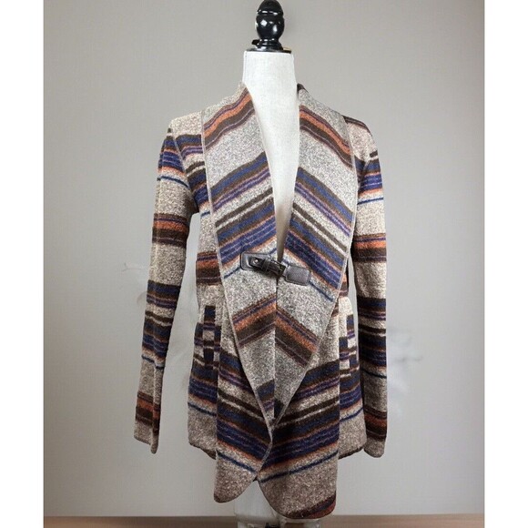 Fenn Wright Manson‎ Poncho Wrap Cardigan M Striped Sweater Jacket Boho Cowgirl - Picture 1 of 15